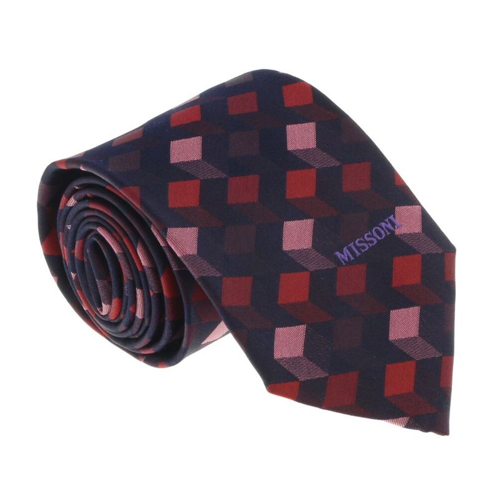 Missoni U5562 Red/Pink Abstract 100% Silk Tie
